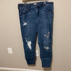 Dark Indigo Distressed Boyfriend Jeans for Women